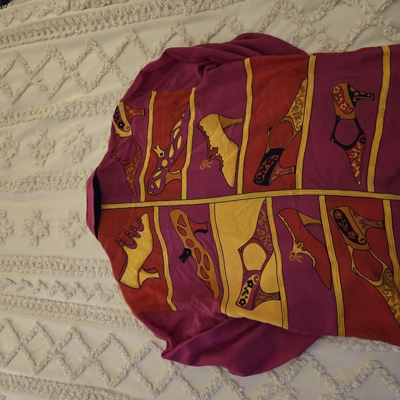 Vintage Escada Button-Up Blouse with Shoe Print. - Picture 4 of 8